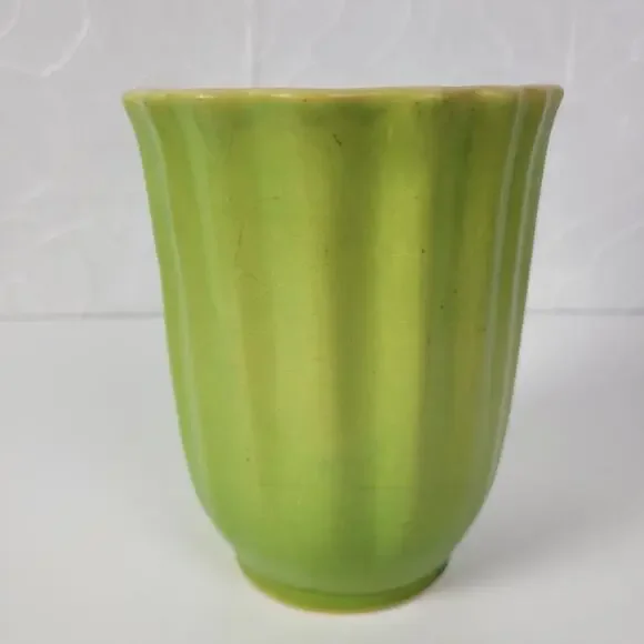 Vintage Roseville Pottery Planter Ribbed Flower‎ Plant Pot 6.25" Green Glazed - Picture 5 of 16